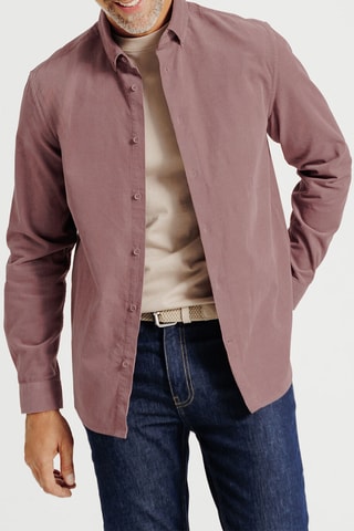 Chemise regular en velours - Rose