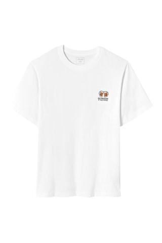T-shirt regular en coton biologique - Blanc