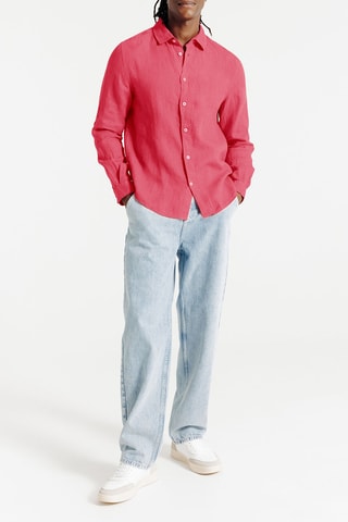 Chemise regular en lin - Rouge