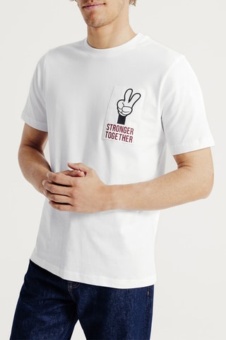 T-shirt regular en coton biologique Mickey Disney - Ecru