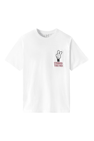 T-shirt regular en coton biologique Mickey Disney - Ecru