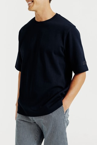 T-shirt relaxed en coton biologique - Bleu nuit