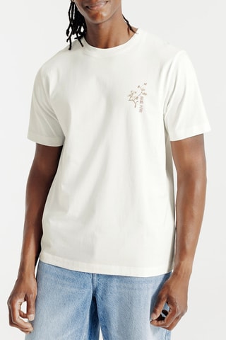 T-shirt regular en coton biologique Fleurs de prunier et la lune de Katsushika Hokusai - Blanc