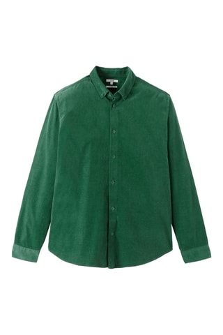 Chemise regular en velours - Vert foncé