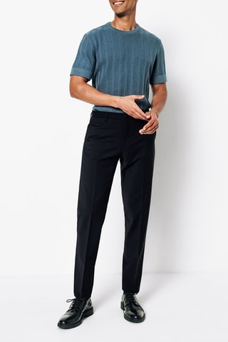 Pantalon slim en laine - Bleu nuit