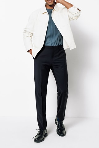 Pantalon slim en laine - Bleu nuit