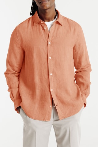 Chemise regular en lin - Orange