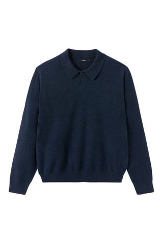 Polo en laine et cachemire - Bleu marine