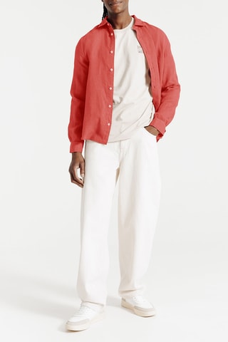 Chemise regular en lin - Orange