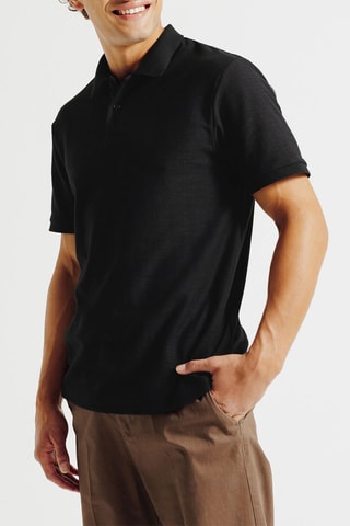 Polo regular en coton biologique - Noir