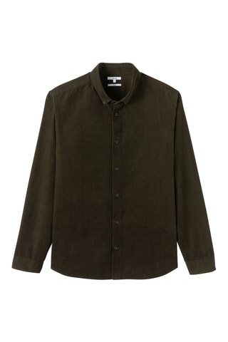 Chemise regular en velours - Kaki