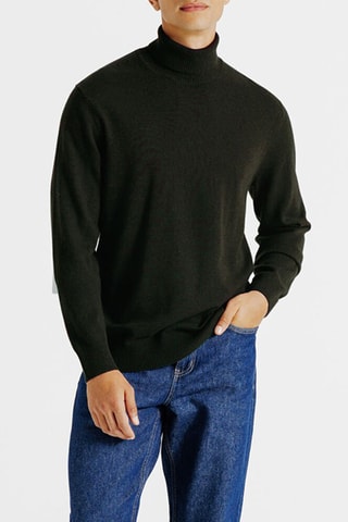 Pull en mérinos et cachemire - Kaki foncé