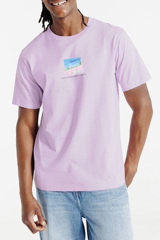 T-shirt regular en coton biologique - Mauve