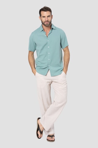 Chemise regular en lin - Turquoise