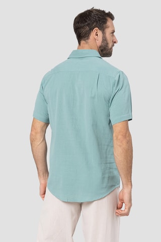 Chemise regular en lin - Turquoise