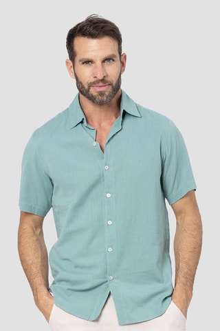 Chemise regular en lin - Turquoise