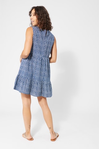 Korte wijduitlopende jurk - Wit en blauw
