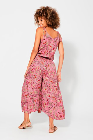 Jumpsuit met Bloemenmotief - Beige, oranje en roze