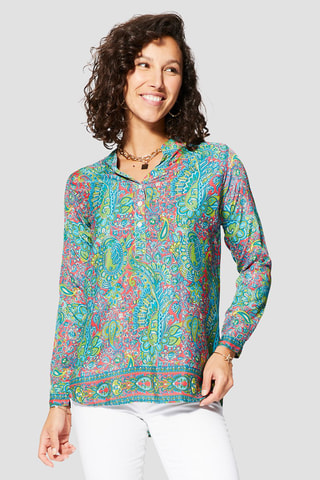 Top - Groen, turquoise en roze