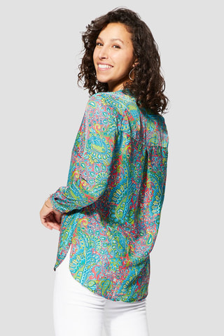 Top - Groen, turquoise en roze