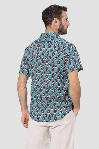 Overhemd - Turquoise, bordeauxrood en blauw