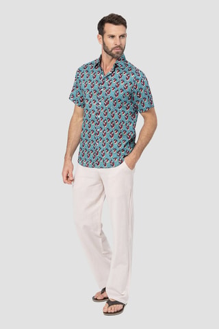 Overhemd - Turquoise, bordeauxrood en blauw