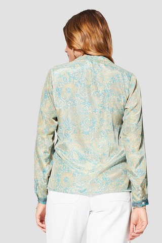 Blouse - Beige en turquoise
