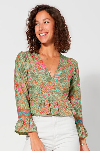 Top - Groen, oranje en roze