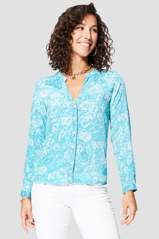 Blouse - Wit en blauw
