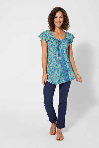 Tuniek - Beige en blauw