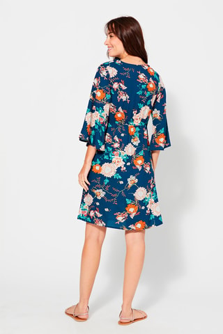Rechte Jurk - Wit, blauw en groen
