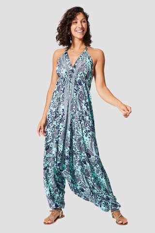 Jumpsuit - Goudkleurig en turquoise