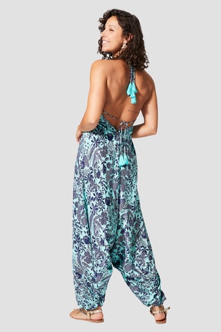Jumpsuit - Goudkleurig en turquoise