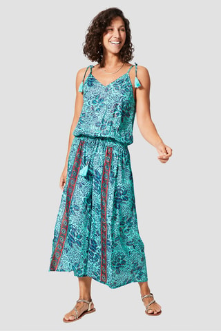 Jumpsuit - Goudkleurig en turquoise