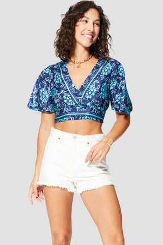 Crop Top - Goudkleurig en marineblauw