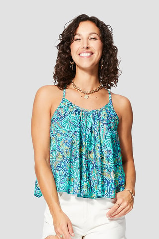 Top - Goudkleurig en turquoise