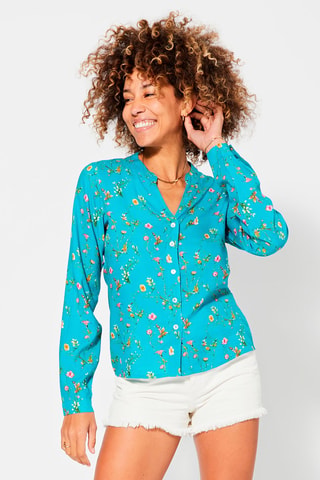 Blouse - Turquoise en roze