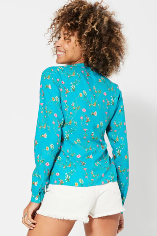 Blouse - Turquoise en roze
