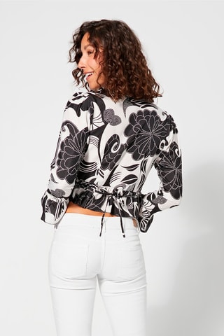 Wikkel Crop top - Wit en zwart