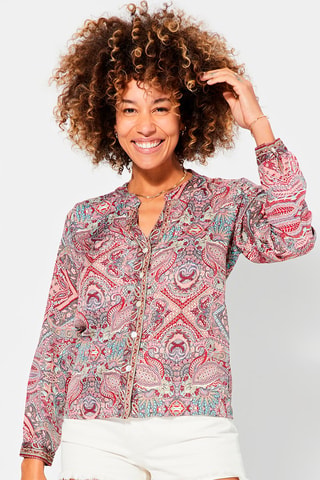 Blouse - Rood, blauw en roze