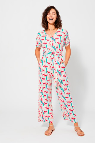 Jumpsuit - Beige, rood en blauw