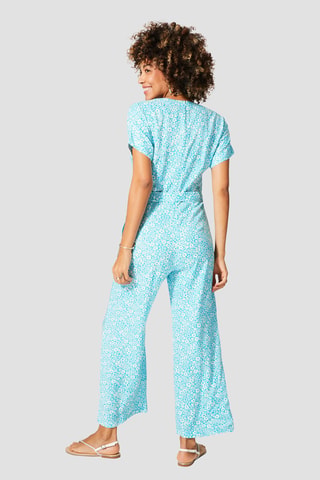 Jumpsuit - Turquoise en wit