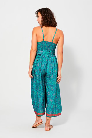 Jumpsuit - Beige, rood en blauw