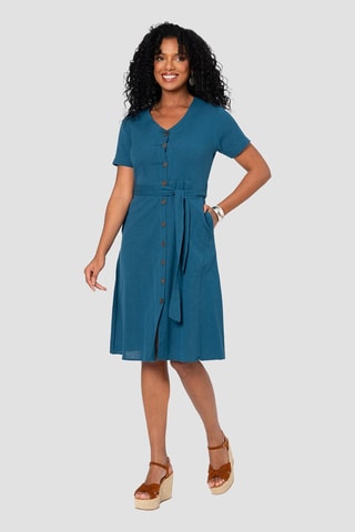 Linnen Blouse-jurk - Blauw