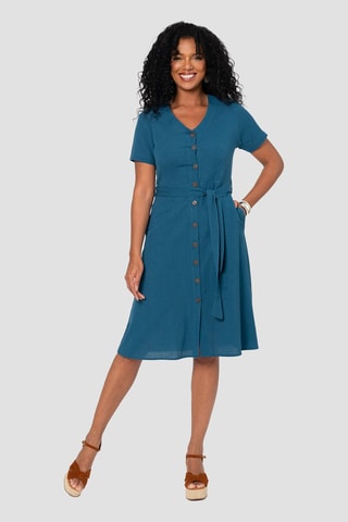 Linnen Blouse-jurk - Blauw