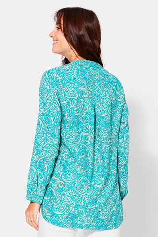 Top - Beige en blauw