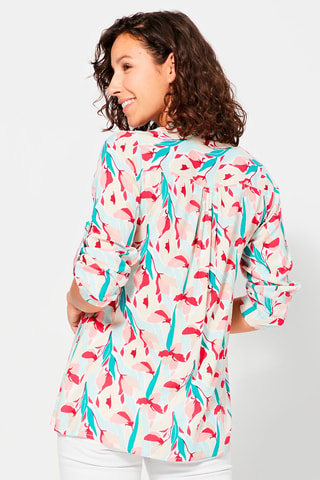 Top - Beige, blauw en roze