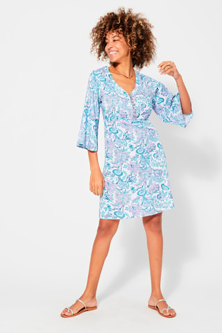 Rechte Jurk - Wit, blauw en roze