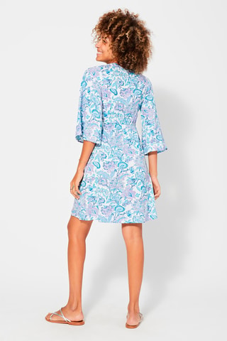 Rechte Jurk - Wit, blauw en roze