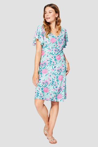Jurk - Wit, groen en roze